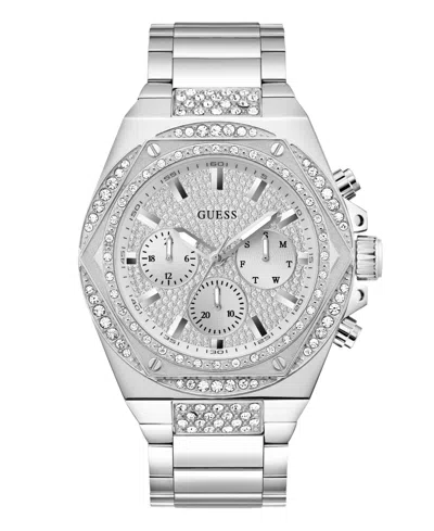 Guess Men's Multifunction Silver-tone Stainless Steel Watch, 47mm