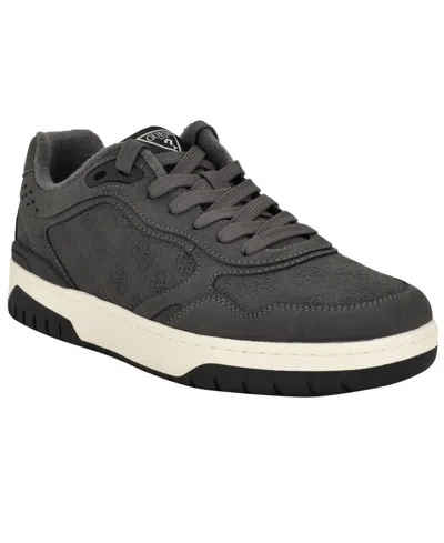 Guess Men's Nanon Branded Low Top Fashion Sneakers In Dark Gray
