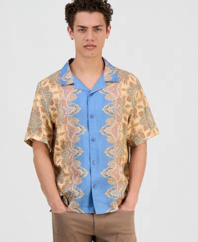 Guess Men's Napa Linen Casa Blanca Short-sleeve Shirt In Multi