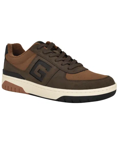 Guess Men's Nastele Branded Lace Up Casual Sneakers In Brown