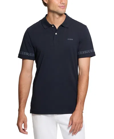 Guess Men's Nolan Relaxed-fit Logo-print Polo Shirt In Smart Blue