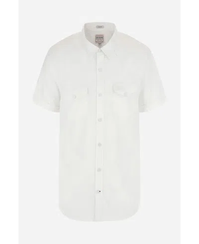 Guess Men's Nottingham Western Short Sleeve Collar Shirt In White