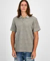 Guess Men's Olin Short Sleeve Textured Knit Polo Sweater In Gray
