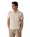 Guess Men's Olin Short Sleeve Textured Knit Polo Sweater In Neutral