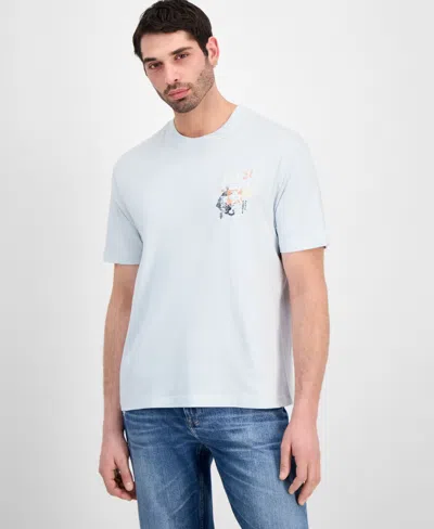 Guess Men's Oversized-fit Japan Signs Graphic Print T-shirt In Blue