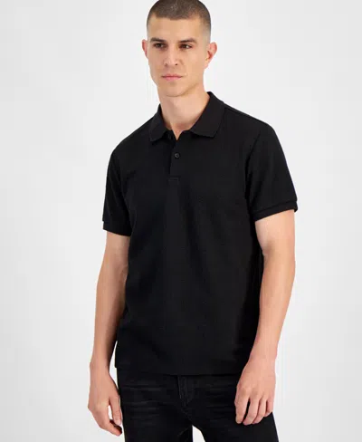 Guess Men's Peony Relaxed Fit Short Sleeve Quatro G Polo Sweater In Jet Black A996