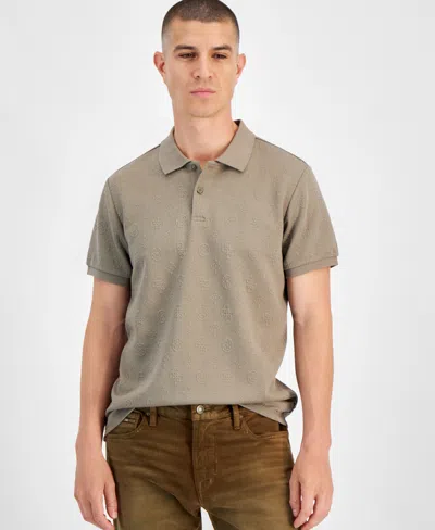 Guess Men's Peony Relaxed Fit Short Sleeve Quatro G Polo Sweater In Walnut Shell