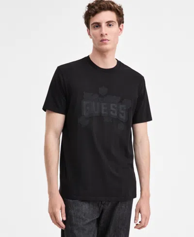 Guess Men's Peony Stitch Short-sleeve Graphic T-shirt In Black