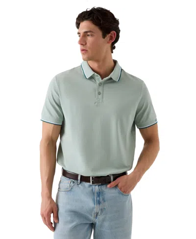 Guess Men's Pique Cuff Short-sleeve Polo Shirt In Green