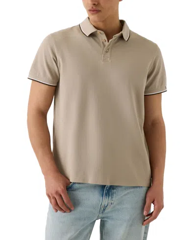 Guess Men's Pique Cuff Short-sleeve Polo Shirt In Pasadena Stone