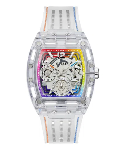 Guess Men's Quartz Venix Sport Silicone Watch 42mm In Silver