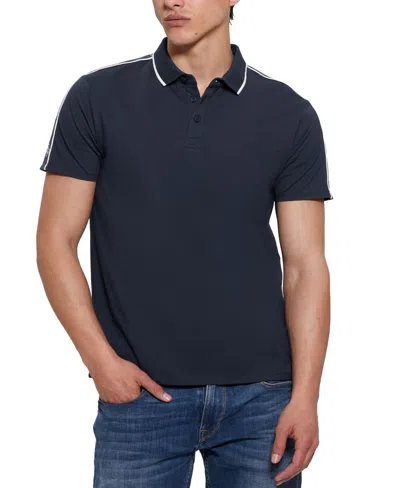 Guess Men's Quattro Crest Short Sleeve Polo Shirt In Silk Blue