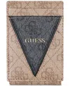 Guess Men's Quattro Patchwork Triangle Logo Wallet In Black,tan