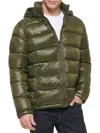Guess Men's Quilted Zip Up Puffer Jacket In Army Green