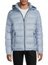Guess Men's Quilted Zip Up Puffer Jacket In Powder Blue