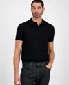 Guess Men's Raymond Short Sleeve Textured Polo Shirt In Black