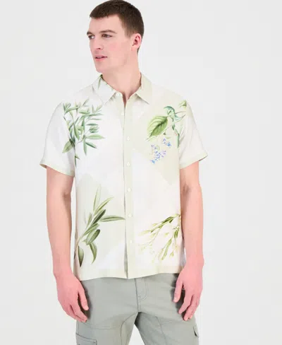 Guess Men's Rayon Woven Bloom Shirt In White