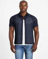 Guess Men's Reeves Woven Short Sleeve Button-up Shirt In Blue