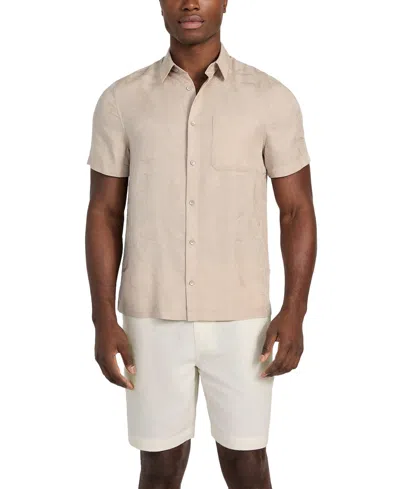 Guess Men's Regular-fit Botanical Jacquard Button-down Shirt In Sage Plant Foliage