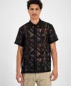 Guess Men's Regular-fit Devore Floral Shirt In Black