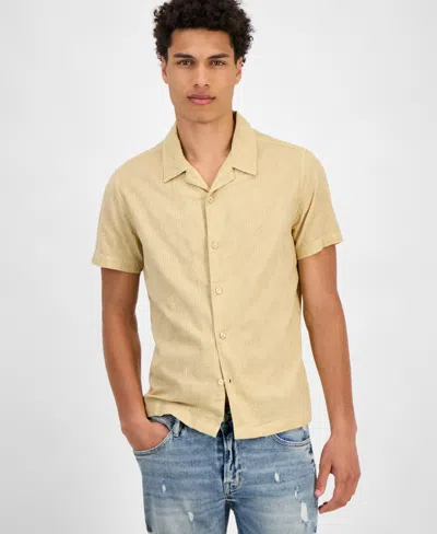 Guess Men's Regular-fit Dobby Shirt In Desert Mud Multi