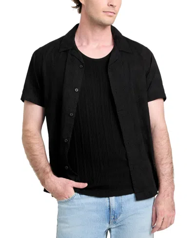Guess Men's Regular-fit Dobby Shirt In Jet Black A996