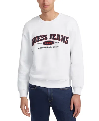Guess Men's Regular-fit Embroidered Logo Sweatshirt In White