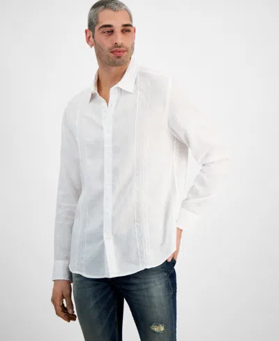 Guess Men's Regular-fit Island Linen Shirt In Pure White