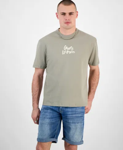 Guess Men's Relaxed-fit Back Patch Logo Graphic T-shirt In Sage Plant