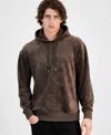 Guess Men's Relaxed-fit Embossed Peony Logo Hoodie In Chocolate Brownie