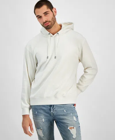 Guess Men's Relaxed-fit Embossed Peony Logo Hoodie In Salt White