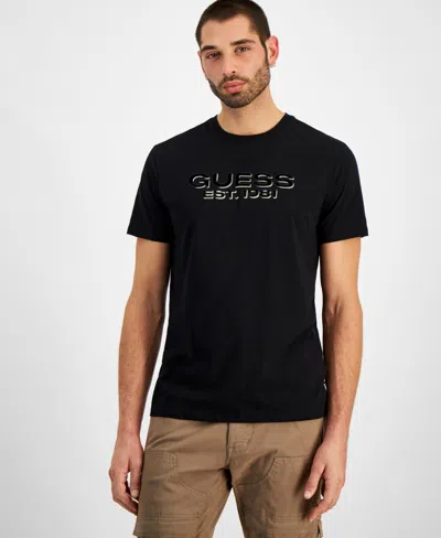 Guess Men's Relaxed-fit Embossed Velvet Logo Graphic T-shirt In Pure White