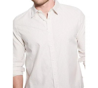 Guess Men's Relaxed Fit Long Sleeve Striped Button Front Oxford Shirt In Tan