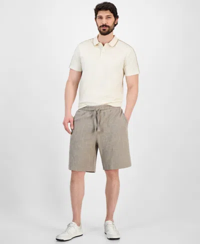 Guess Men's Relaxed-fit Textured Botanical Jacquard 10" Shorts In Traditional Khaki Primitive Jacquard