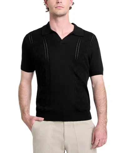 Guess Men's Relaxed-fit Bryant Pointelle Shirt In Black