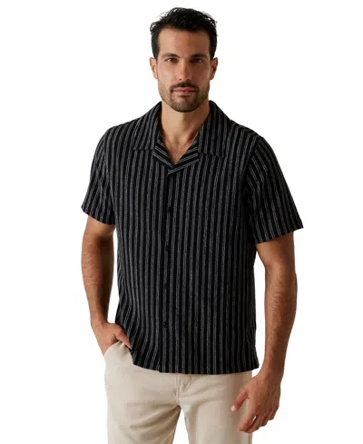 Guess Men's Resort Blend Textured Woven Short-sleeve Shirt In Black