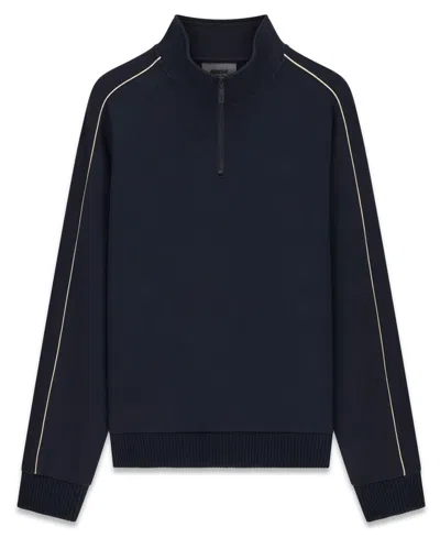 Guess Men's Samuel Half-zip Raglan-sleeve Sweatshirt With Contrast Stripe In Blue