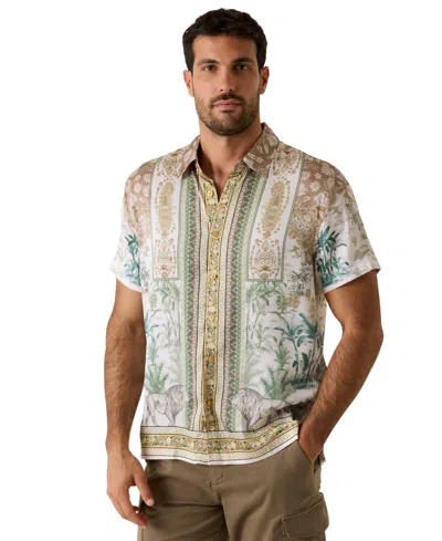 Guess Men's Savanna Tapestry Placement Short-sleeve Shirt In Brown