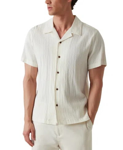 Guess Men's Schaffer Regular-fit Textured Button-down Resort Shirt In Pearl White
