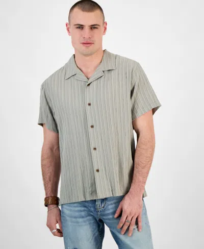 Guess Men's Schaffer Regular-fit Textured Button-down Resort Shirt In Sage Plant