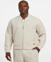 Guess Men's Scuba Melange Long Sleeve Bomber Jacket In Neutral