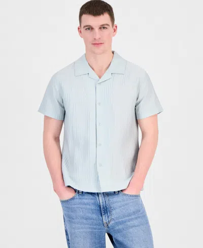 Guess Men's Seersucker Woven Shirt In Blue