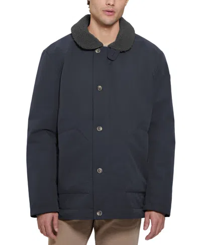 Guess Men's Sherpa Lined Coach Jacket In Thunder Cloud Multi