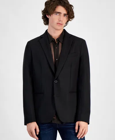 Guess Men's Shimmer Twill Relaxed Fit Blazer In Jet Black Multi