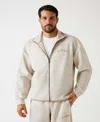 Guess Men's Shiro Full-zip Long Sleeve Sweatshirt In White