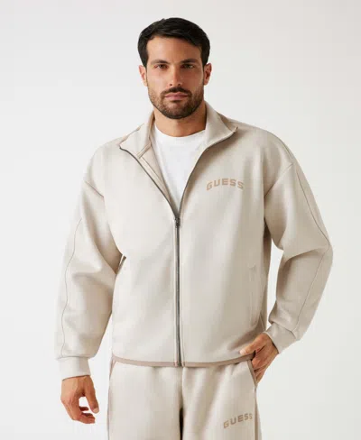 Guess Men's Shiro Full-zip Long Sleeve Sweatshirt In White