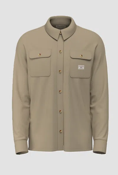 Guess Men's Shirt Beige In Brown