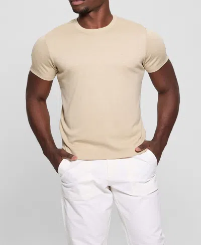 Guess Men's Short Sleeve Solid Granada Crew Shirt In Tan