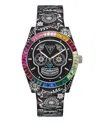 Guess Men's Silver Tone Multi-function Watch, 42mm In Multi