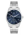 Guess Men's Silver Tone Multi-function Watch, 44mm In Silver